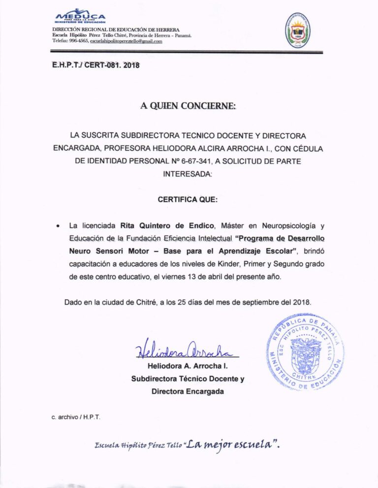 MEDUCA CHITRE ESCUELAS CERTIFICACIÓN DE RITA QUINTERO_Page_1